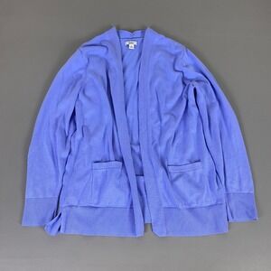Croft & Barrow Cardigan Sweater Women's XL Lavender Knit Cotton Blend Pockets